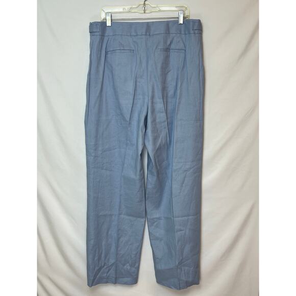 Talbots Linen Blend Wide Leg Pants Women's 14 Blue Trousers Office Dressy Flowy - Picture 2 of 9